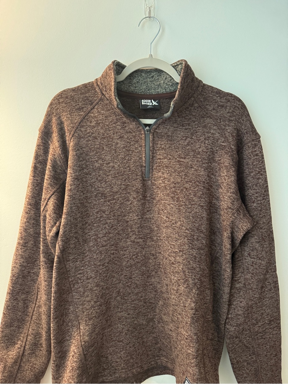 Eddie Bauer Men's Heather Brown Half-Zip Sweater